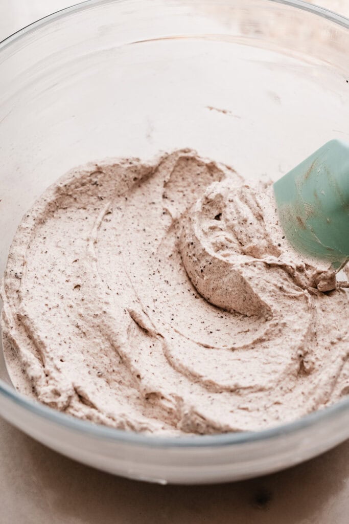 A bowl of oreo whipped cream.