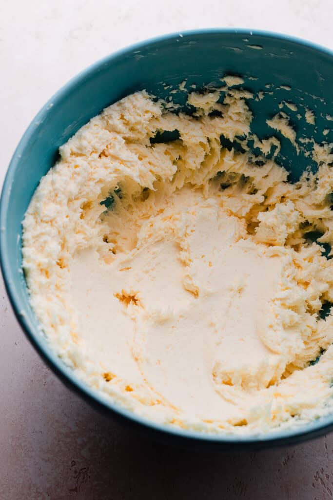 A bowl of creamed butter.