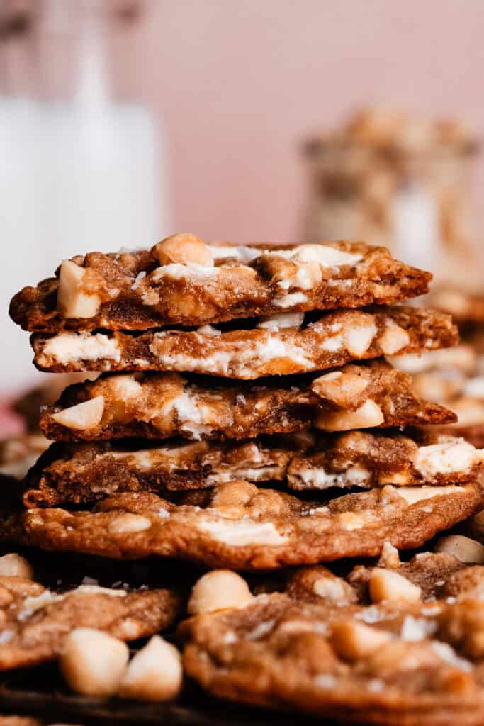 thin & chewy white chocolate macadamia nut cookies - Blue Bowl
