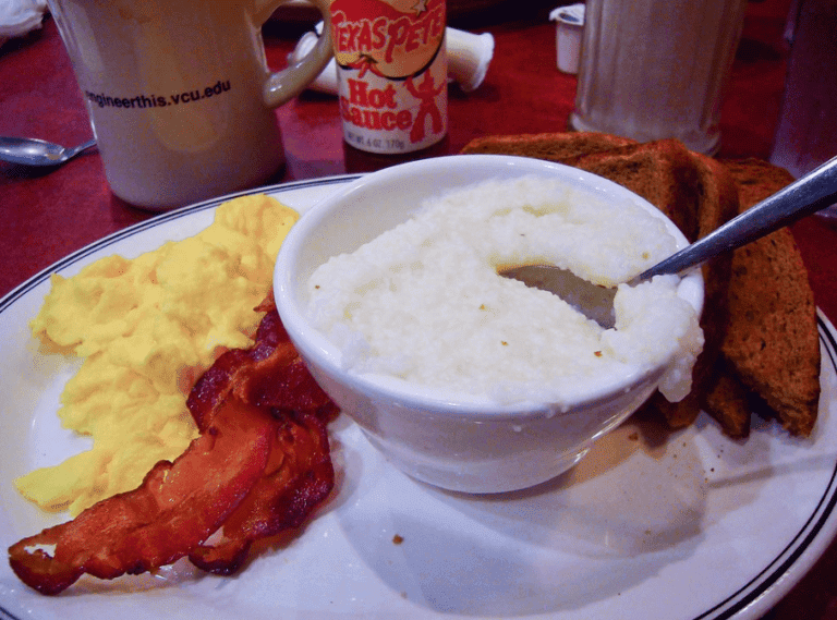 bacon, eggs, and grits