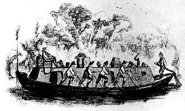 Frontier keelboat for salt trade on the holston river