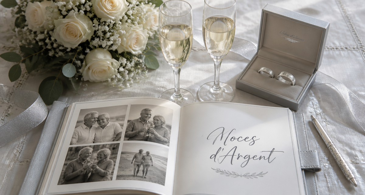 cadeau 25 ans de mariage avec alliances et champagne