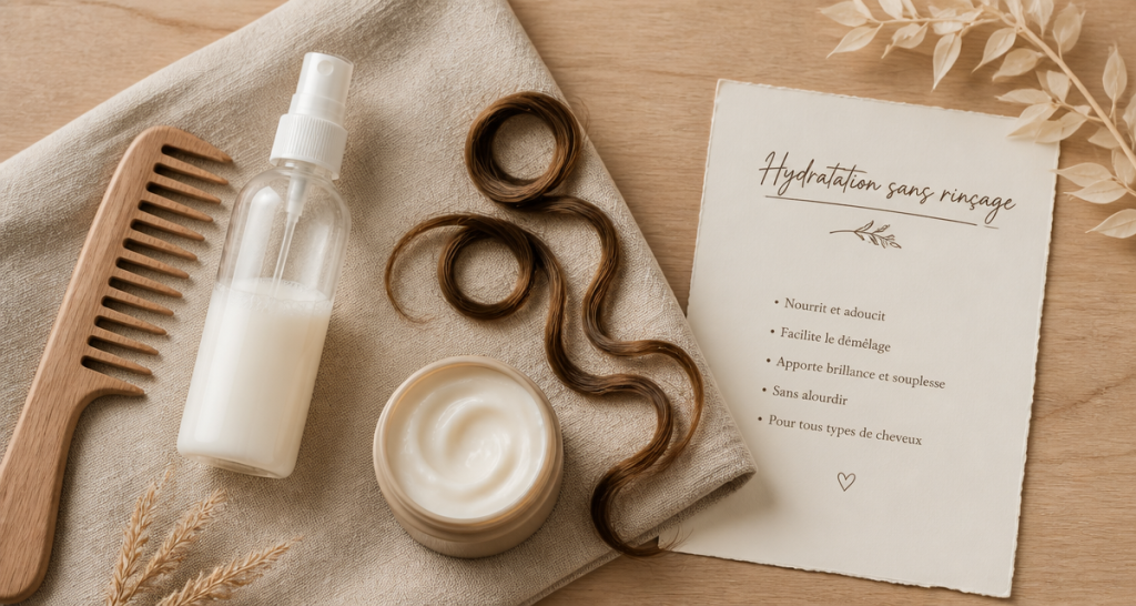 comment hydrater ses cheveux sans rinçage avec spray et crème