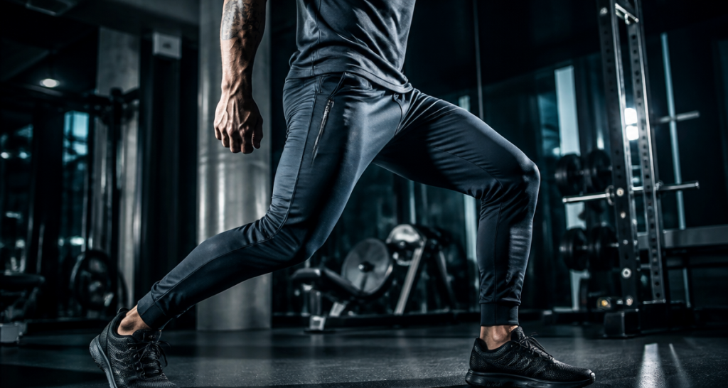 Athlète en jogging musculation technique