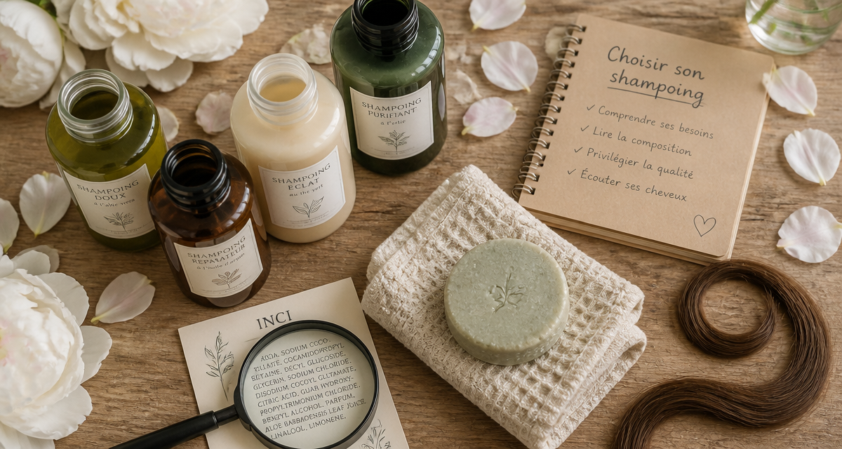 quel shampoing choisir flat lay shampoing INCI