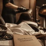 hairdresser treatment en salon : gel transparent et pinceau pro sur cheveux