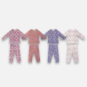 PANNADAILY - LONG PAJAMA KIDS GIRL PRINT - FLOWERS COSMOS SERIES