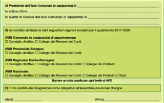 Modulo per cariche dirigenziali Assemblee Avis Bologna