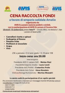 Avis San Lazzaro di Savena | Cena Raccolta Fondi @ Circolo Arci San Lazzaro | San Lazzaro di Savena | Emilia-Romagna | Italia