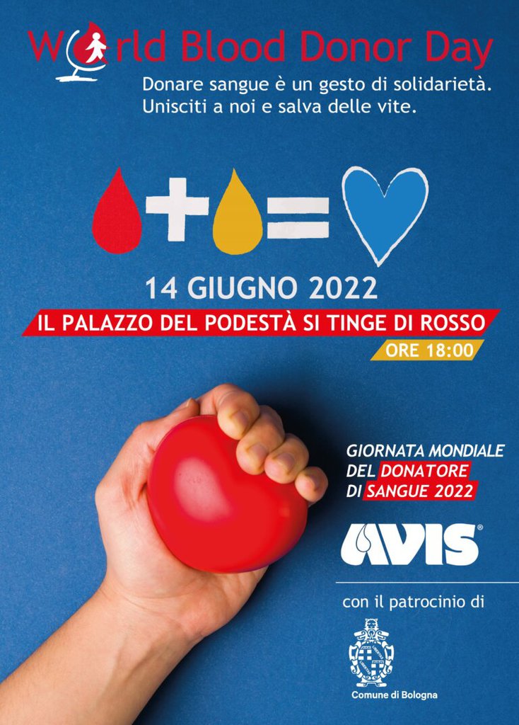 palazzo del podestà rosso 14 giugno Avis Comunale Bologna