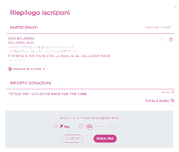 Iscriviti alla squadra Avis Race for the cure 3