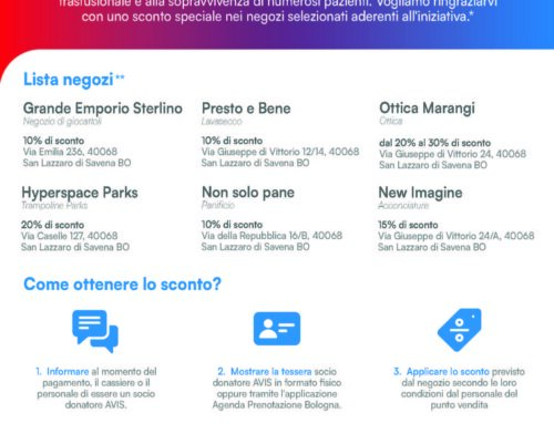 Convenzioni Avis San Lazzaro valide per i soci della Provincia
