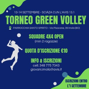 Sciaza cun l'Avis 13.1 – Green Volley Edition @ Parrocchia Santo Spirito - Imola | Imola | Emilia-Romagna | Italia