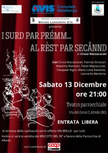 Spettacolo teatrale dialettale a favore di AVIS – “I surd par prémm… al rèst par secânnd” @ Teatro Parrocchiale Altedo | Altedo | Emilia-Romagna | Italia