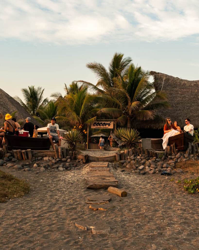the beachfront entrance to Cocori Lodge in El Paredon Guatemala