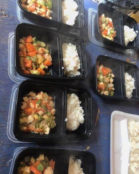 Senior Lunch Program cooking.