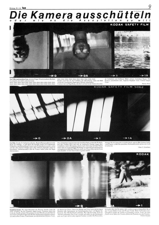 TAZ- Die Tageszeitung: ganzseitige, künstlerische Bild-Text-Projekte im Zeitungsformat, die das Medium und die Zeit reflektierten.