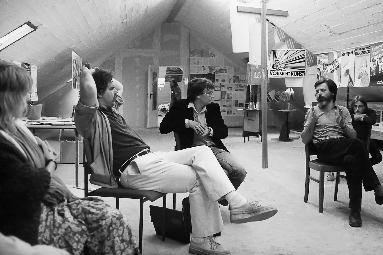 Documenta Workshopteilnehmer*innen (v.l.n.r) Anna Heine, Dirk Reinartz, Tobias Heldt, Hervè Fischer