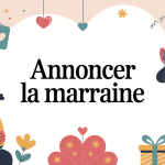 illustration pour annoncer la marraine scène parent enfant cadeau festif