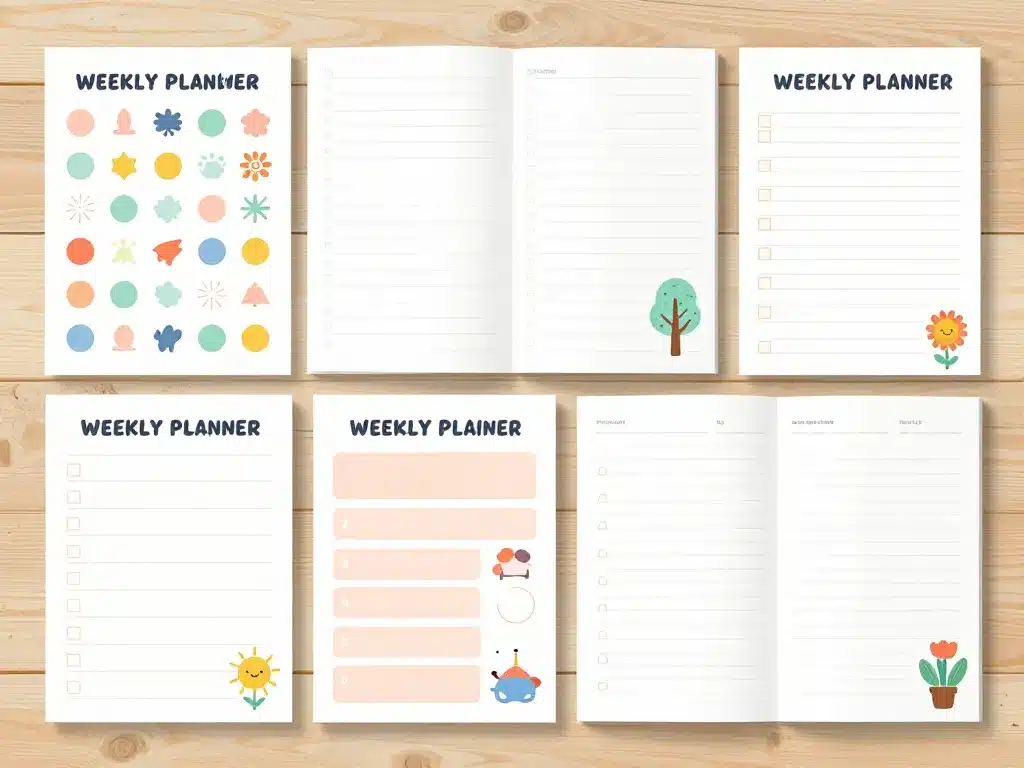 différents modèles semainier enfant à imprimer