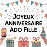 illustration joyeux anniversaire ado fille festive moderne
