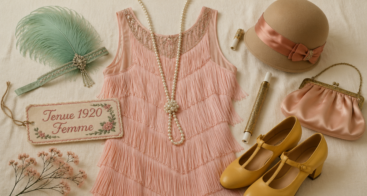tenue 1920 femme robe Charleston accessoires