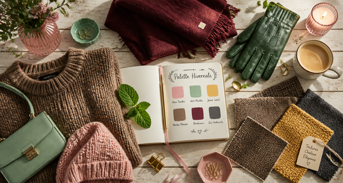 couleurs mode hiver 2025 flat-lay mocha mousse bordeaux