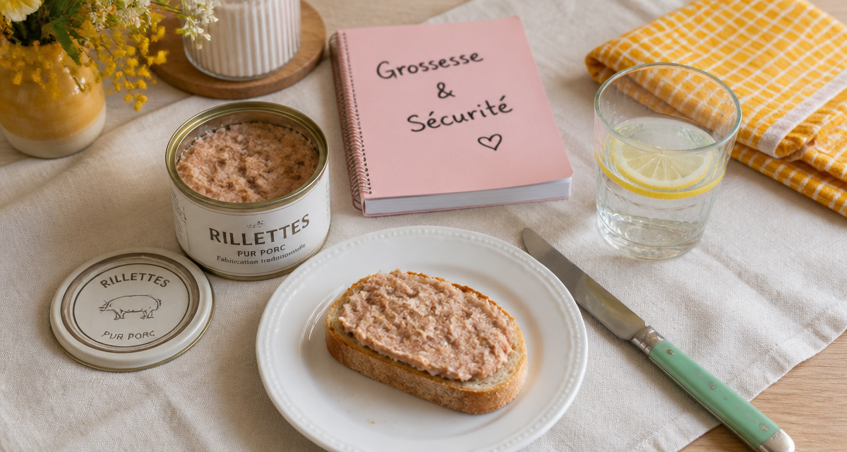 Rillette industrielle et grossesse sur table familiale