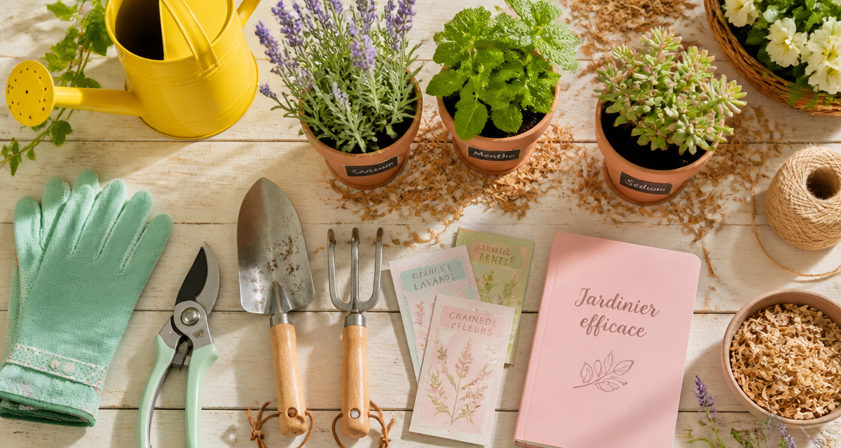 Outils de jardinier facile sur table en bois