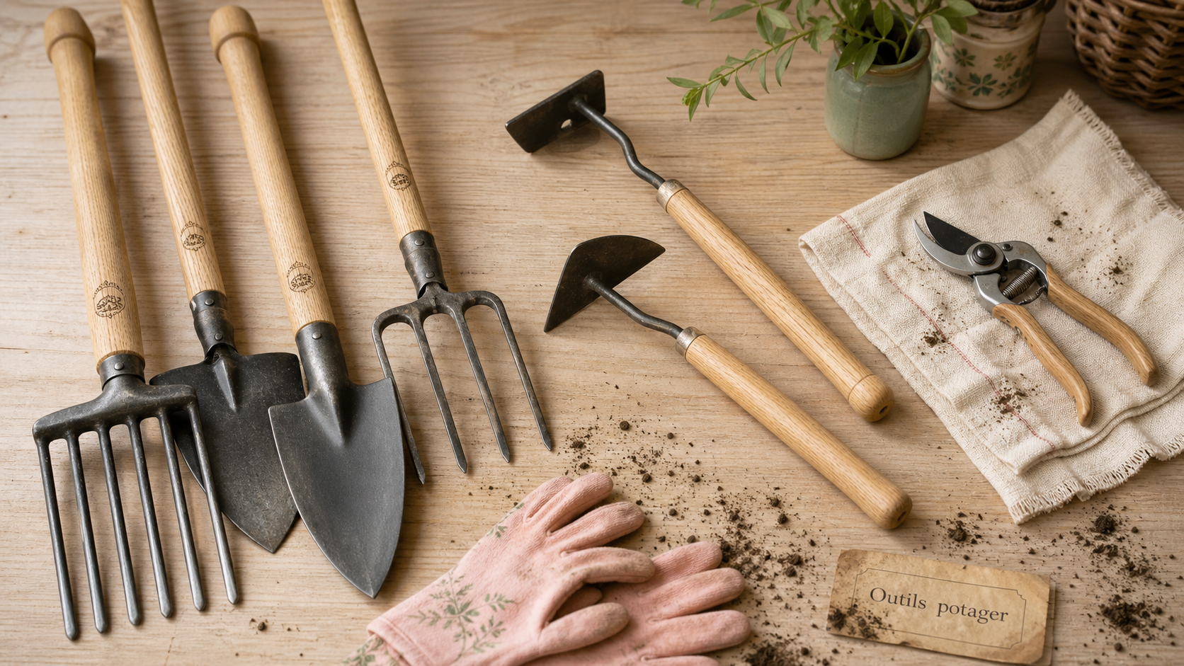 Outils de jardinage : liste avec photos, grelinette, bêche, fourche-bêche, sécateur