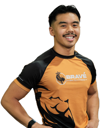 Prince Ayangco wearing a sports jersey with "Brave" logo, showcasing strength and determination.