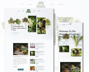 Home and garden website layout design preview.