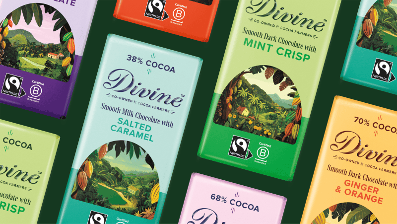 Divine Chocolate unveils flavour-first rebrand, bold new identity by Wildish & Co.