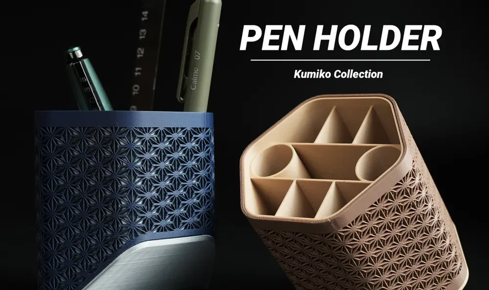 Asanoha Kumiko Pen Holder, 3D-Printed Geometric Organizer to Elevate Your Desk