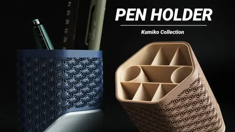 Asanoha Kumiko Pen Holder, 3D-Printed Geometric Organizer to Elevate Your Desk