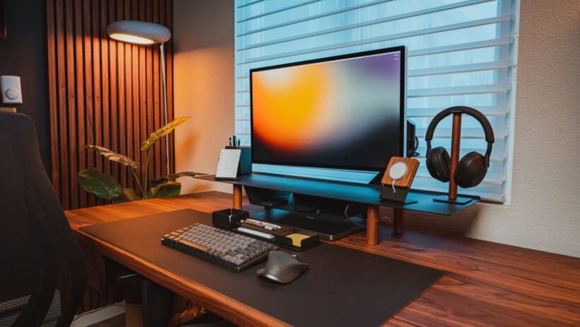 Grovemade Walnut Monitor Stand, Handcrafted Solid Walnut That Instantly Upgrades Your Workspace