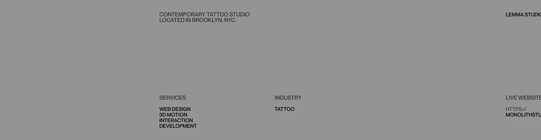 Monolith Studio, Bold Tattoo Website Design Focused on Brand and Conversion by Le:mma