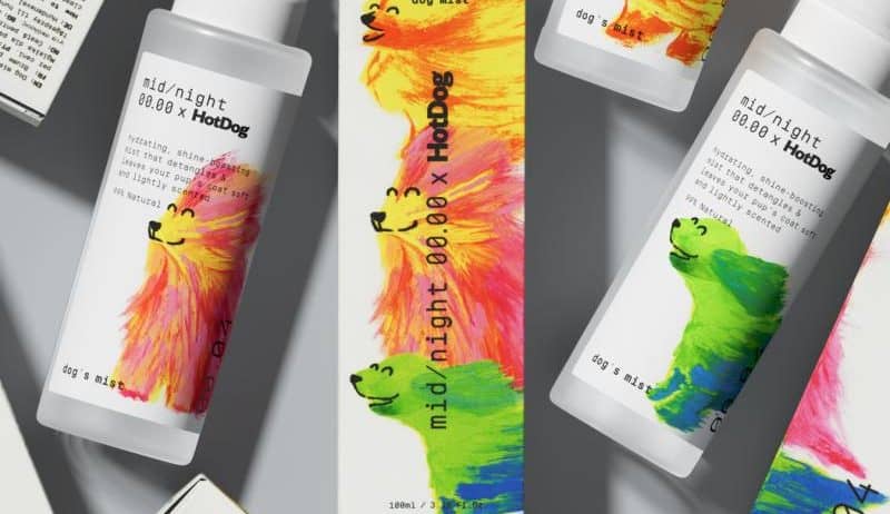 SMLXL unveils cosmetics bottle with ecstatic dogs, fur tousled by wind