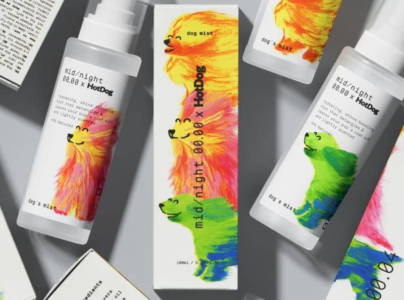 SMLXL unveils cosmetics bottle with ecstatic dogs, fur tousled by wind