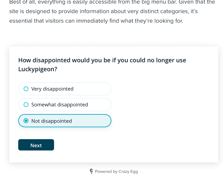Add Crazy Egg survey widgets to your pages, collect feedback seamlessly inside your forms