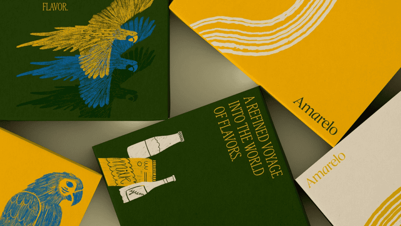 Amarelo Beverages Visual Identity, Packaging Design and System for Standout Shelf Presence