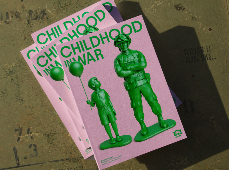 Johnson Banks transforms the green toy soldier, bold redesign for IWM London's Childhood in War