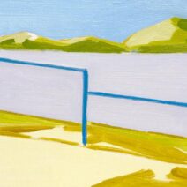 Naruhiko paints ordinary Japanese parks and neighborhoods, fusing nature with man-made elements