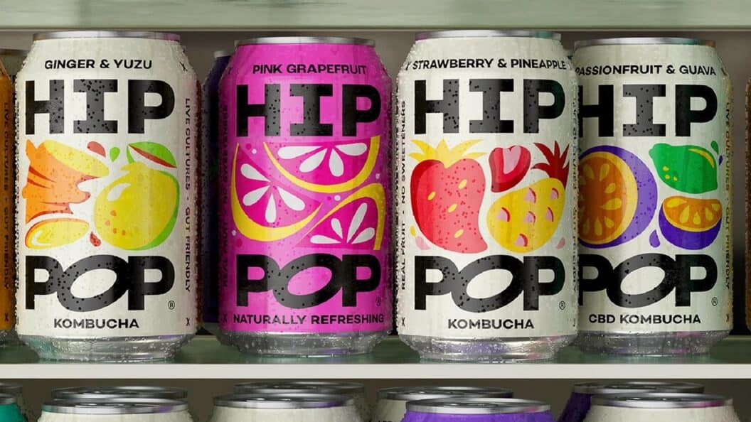Robot Food's Hip Pop packaging, bold colors, playful typography, shelf-stopping design