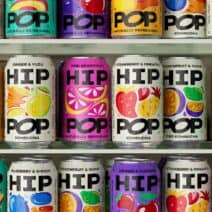 Robot Food's Hip Pop packaging, bold colors, playful typography, shelf-stopping design