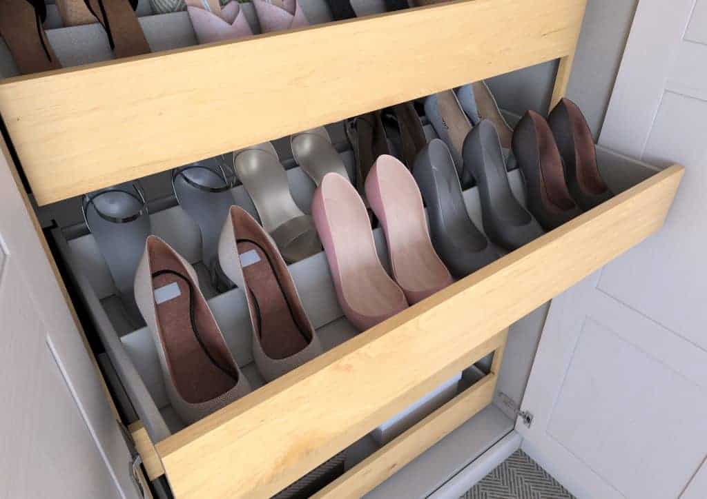 Shoe rack in Bespoke bedroom