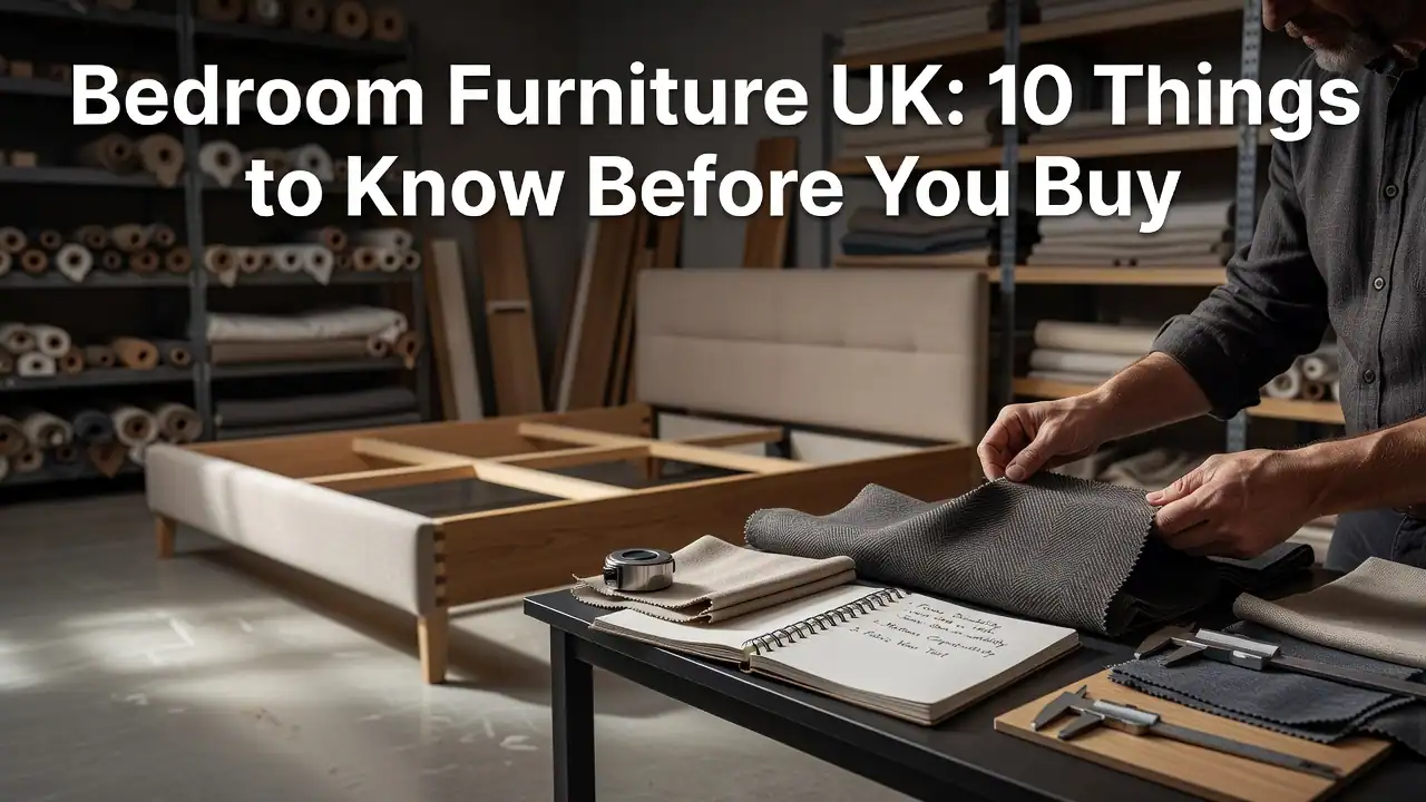 Professional header image for list-based article: Bedroom Furniture UK: 10 Things to Know Before You Buy