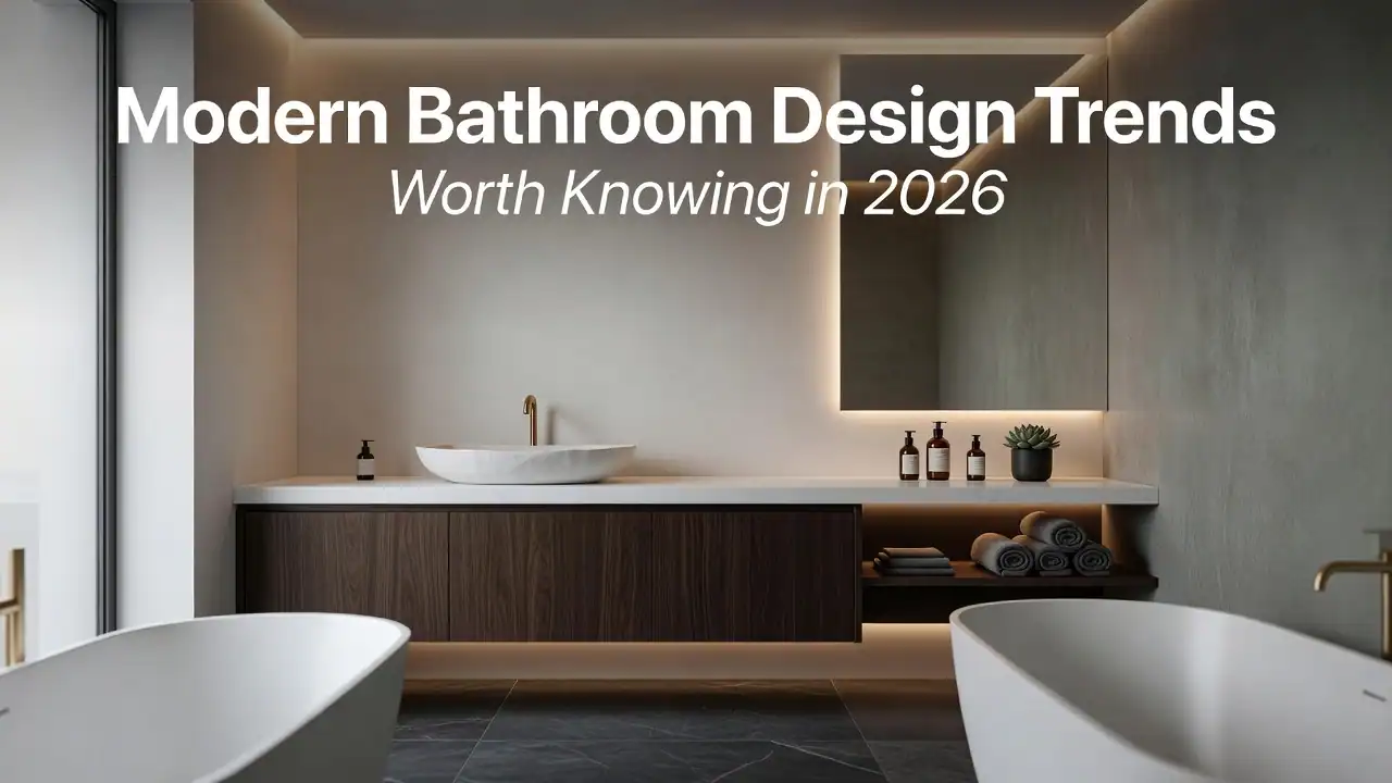 Professional header image for list-based article: Modern Bathroom Design Trends Worth Knowing in 2026