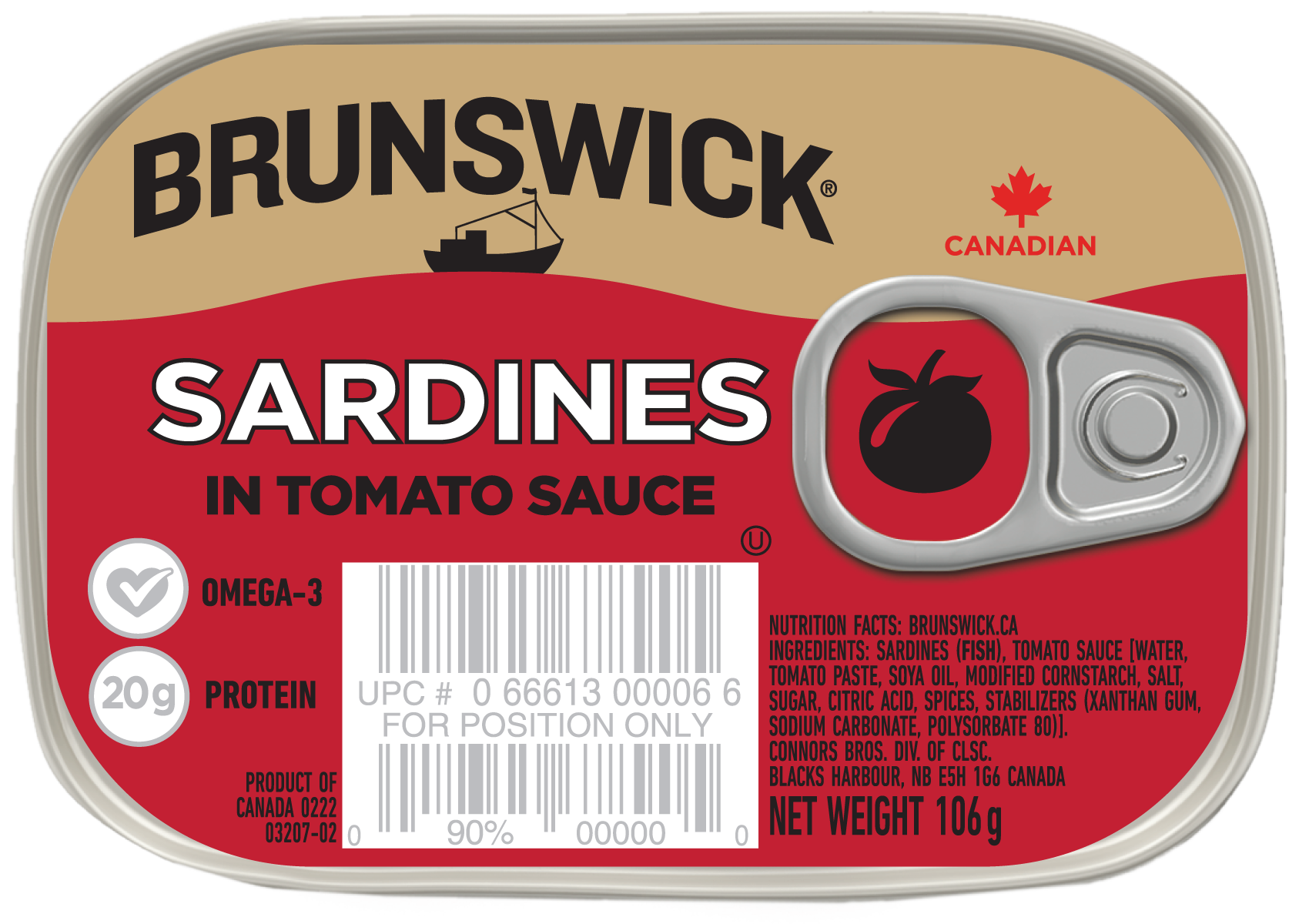 Brunswick<sup>®</sup> Sardines in Tomato Sauce – 106g