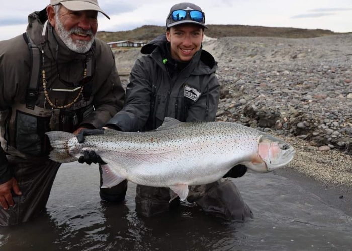 trophy rainbow trout caught in lago strobel argentina